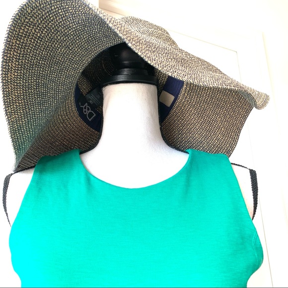 D&Y Navy/Brown Combo 100% Paper Floppy Sun Hat - Picture 3 of 13